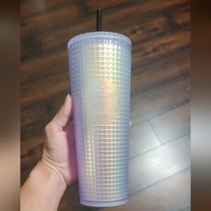 Starbucks 2022 Spring Soft Touch White Unicorn Grid Iridescent 24oz Tumbler